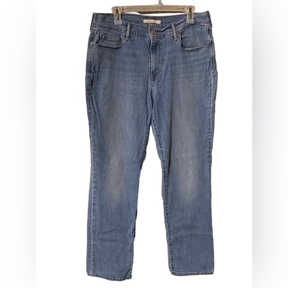 Levi’s505 Straight Jeans Women’s Size 16 Blue Light Wash Denim Stretch MidRise - Picture 1 of 16